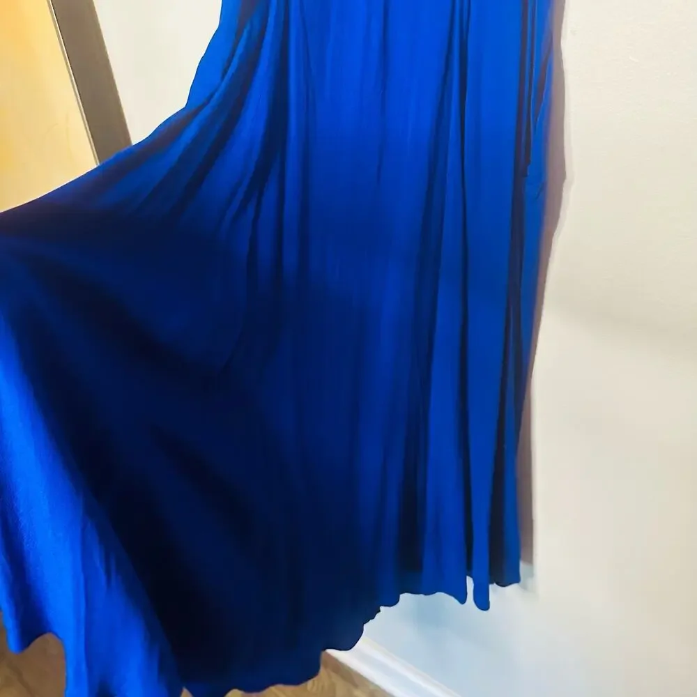 Yumi Kim Mercer Street Button Down Royal Blue Smocked Back Midi Dress size M - Picture 8 of 11